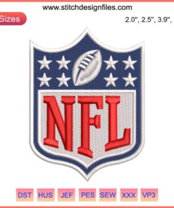 NFL Logo Embroidery Design showcasing intricate American Football digital stitching with vibrant colors and detailed craftsmanship.