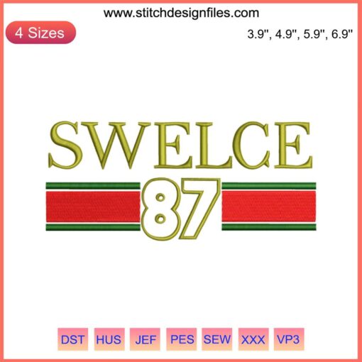 Swelce 87 Taylor and Travis Embroidery Design: Football Digital Stitching, Perfect Sports-Themed Pattern for Lovers of the Game.