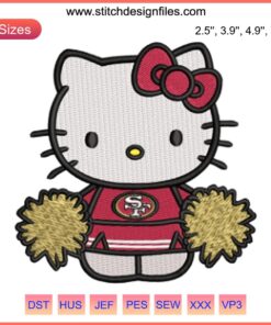 Hello Kitty SF 49ers Cheerleader Embroidery Design | Digital Stitching for Football Fans