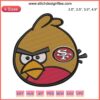 Cartoon-style San Francisco 49ers bird logo embroidery design, digital stitch pattern for football enthusiasts.