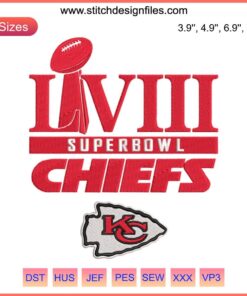 Kansas City Chiefs Super Bowl LVIII 2024 Embroidery Design | Digital Football Stitching