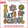 Colorful Groovy 100 Days of School Embroidery Design featuring retro fonts and patterns, perfect teacher gift for kids stitching projects.