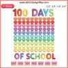 "Colorful hearts 100 days school embroidery design for teachers, digital stitching pattern, school-themed needlework motif."