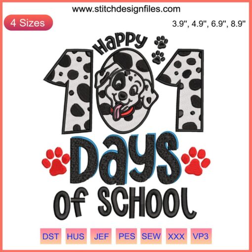 Dalmatian Dog Embroidery for 101 Days of School | Cute, Funny Dalmatian Digital Stitch Design | Pet-Themed School Project