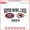 Super Bowl LVIII 2024 Embroidery Design: SF 49ers vs KC Chiefs NFL Football Digital Stitching, Team Logos, Vibrant Threadwork.