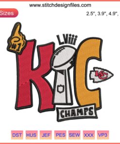Kansas City Chiefs Super Bowl LVIII Champions Embroidery Design, 2024 Digital Stitching, NFL Winners Logo, Sewing Pattern