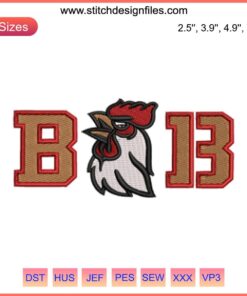 Big Cock Brock Purdy 13 Embroidery Design, San Francisco 49ers Football, Digital Stitching Pattern