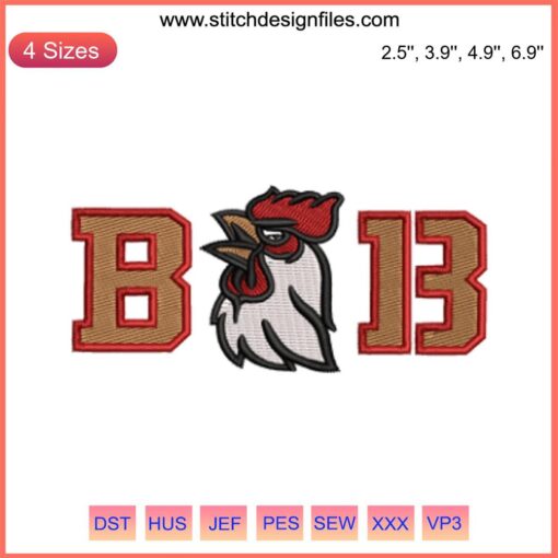 Big Cock Brock Purdy 13 Embroidery Design, San Francisco 49ers Football, Digital Stitching Pattern