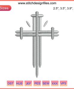 Nail Cross Embroidery Design | Jesus Christ Christian Stitching | Religious Sewing Pattern