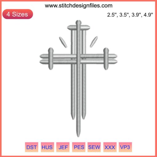 Nail Cross Embroidery Design | Jesus Christ Christian Stitching | Religious Sewing Pattern