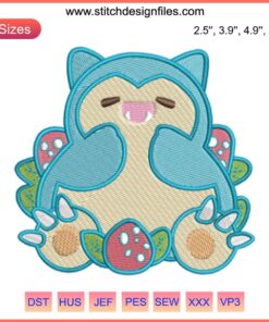 Snorlax Pokemon Cute Embroidery Design, Funny Snorlax Cartoon Anime Digital Stitching, Adorable Sleeping Snorlax Pattern