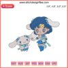 Sailor Mercury and Cinnamoroll embroidery design, Sailor Moon meets Sanrio in digital stitching, anime craft pattern.