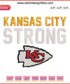 Chiefs NFL Football Digital Stitching: Kansas City Strong Embroidery Design featuring bold colors and team motifs.