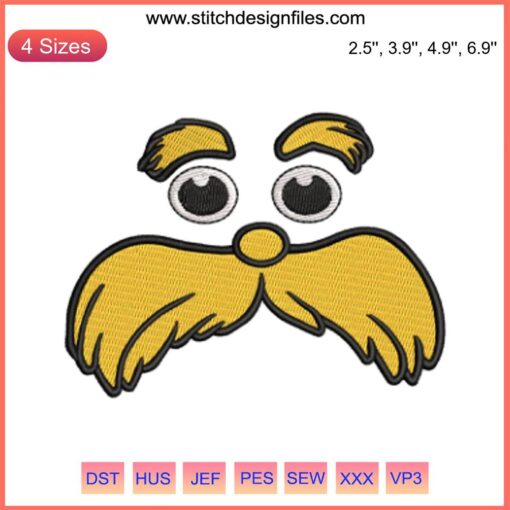 Colorful God Lorax Dr. Seuss embroidery design with Lorax character pattern for digital stitching. Perfect for The Lorax fans!