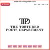 Taylor Swift Tortured Poets Album embroidery design, elegant typography with floral motifs, digital stitching pattern.