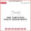 Taylor Swift album-inspired "Hands The Tortured Poets Department" embroidery design featuring intricate digital stitching details.