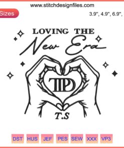 Taylor Swift TTPD Album Embroidery Design: Heartfelt digital stitching pattern inspired by new era album. Perfect for Swifties!