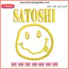 Satoshi Smiley Face Embroidery Design with Bitcoin motif, perfect for digital stitching enthusiasts.