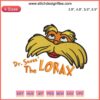 Lorax Face Embroidery Design - Dr. Seuss Digital Stitching, Cute Orange Character, Craft Pattern, The Lorax Machine Embroidery