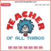 "Dr. Seuss Teacher of All Things Embroidery Design | Thing Two Digital Embroidery: Whimsical, colorful Seuss-inspired pattern"