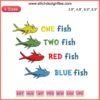 Dr. Seuss Fish Embroidery Design: One Fish Two Fish Red Fish Blue Fish | Dr. Seuss Day Digital Stitching Pattern