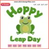 Frog Leap Day Embroidery Design: Cute green frog with clovers, whimsical stitching, perfect for Leap Day crafts.