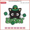 Chococat Embroidery Design featuring St. Patrick’s Day Shamrocks | Digital Stitching | Cute Lucky Cat Pattern