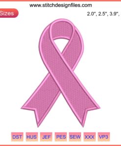 Cancer Awareness Pink Ribbon Embroidery Design, Digital Stitching Pattern, Breast Cancer Support, DIY Embroidery.