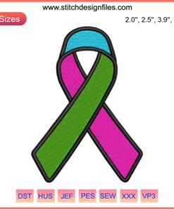 "Rare Disease Awareness Ribbon Embroidery Design, Digital Stitching for Rare Disease Day, Unique Embroidery Pattern."