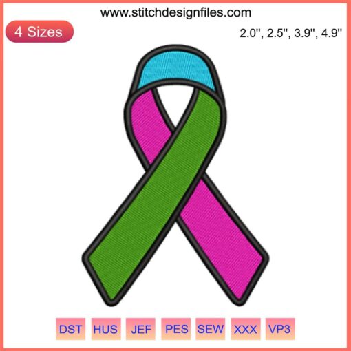 "Rare Disease Awareness Ribbon Embroidery Design, Digital Stitching for Rare Disease Day, Unique Embroidery Pattern."
