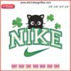 Chococat St. Patrick's Day Nike Embroidery Design: Chococat with shamrocks, green accents, perfect for festive stitching projects.
