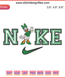 Nike Donald Duck St. Patrick's Day Embroidery Design: Cute Donald Duck with Shamrock Stitching, Festive, Cartoon, Holiday Theme