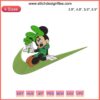 Minnie Mouse Shamrock Swoosh Embroidery Design for St. Patrick’s Day featuring iconic Disney character with clover and swoosh pattern.