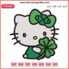Hello Kitty Shamrock Embroidery Design - Cute Kitty St. Patrick's Day Stitching with Green Clover, Perfect for Festive Crafts