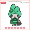 My Melody St. Patrick's Day Embroidery Design: Cute Sanrio My Melody in green outfit with shamrock, perfect for festive stitching.