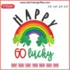 St. Patrick's Day Shamrock Digital Stitching: Happy Go Lucky Rainbow Embroidery Design with colorful threads.