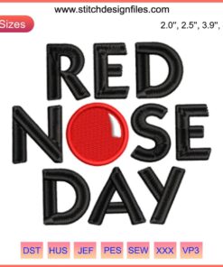 Red Nose Day Logo Embroidery Design | Celebrate Red Nose Day | Fun Digital Embroidery Pattern | Charity Event Design
