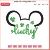 St. Patrick's Day Disney Mickey Ears Embroidery with Lucky Clover Design - Digital Stitching Pattern