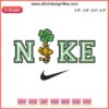 Woodstock St. Patrick's Day embroidery with shamrock clover, Nike-inspired digital stitching design.