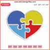 "Autism Awareness Heart Embroidery Design: Vibrant Puzzle Heart Pattern, Perfect for Customized Digital Embroidery Projects"