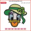 Daisy Duck St. Patrick's Day Embroidery Design featuring Disney character wearing a shamrock hat, perfect for festive stitching.