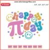 Smiley face wearing glasses with pi symbol embroidery, perfect for Pi Day stitching projects, digital design download.