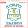 Mathletic Department Pi Day Embroidery Design featuring a witty math pun, perfect for math teachers; digital stitching pattern.