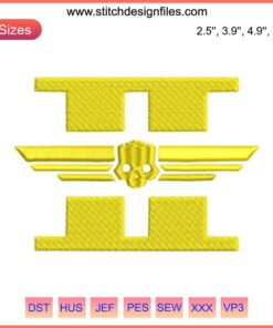 Helldivers 2 Embroidery Design: Digital video game-inspired stitching pattern featuring intricate details and vibrant colors.