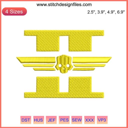 Helldivers 2 Embroidery Design: Digital video game-inspired stitching pattern featuring intricate details and vibrant colors.