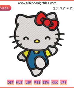 Hello Kitty Embroidery Design – Adorable Stitching Pattern | Cute Cartoon Kitty Downloadable Digital Template