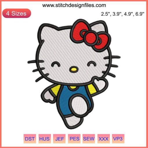 Hello Kitty Embroidery Design – Adorable Stitching Pattern | Cute Cartoon Kitty Downloadable Digital Template