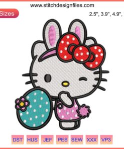 Hello Kitty Easter Egg Embroidery Design | Cute Digital Stitching | Easter Themed Embroidery | Craft Pattern | Holiday Decor
