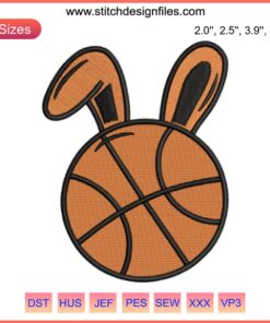 Easter Bunny Playing Basketball Embroidery Design | Sports-Themed Embroidery for Easter Decor | Digital Download