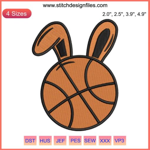 Easter Bunny Playing Basketball Embroidery Design | Sports-Themed Embroidery for Easter Decor | Digital Download